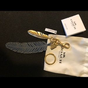 Coach leather feather keychain/bag charm